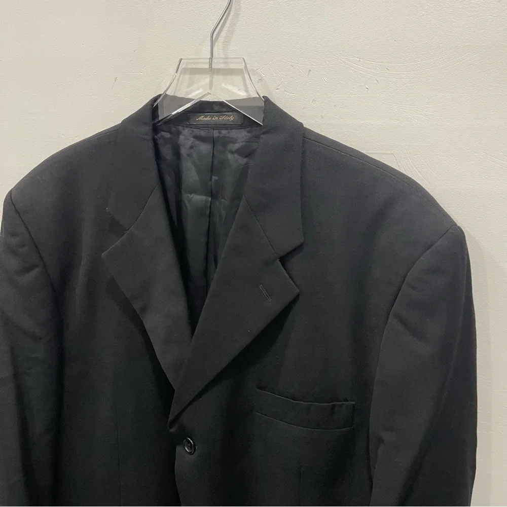 Pavone Soft Zignone Wool Three Button Suit Jacket Size 43 Regular Black